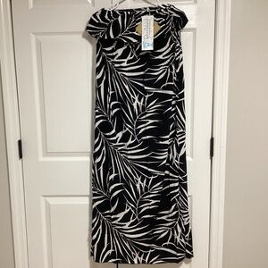 New tybee island midi dress women’s size xs black tropical printed beach